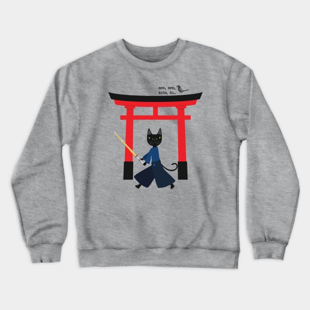 Kendo Samurai Cat Crewneck Sweatshirt by uncutcreations